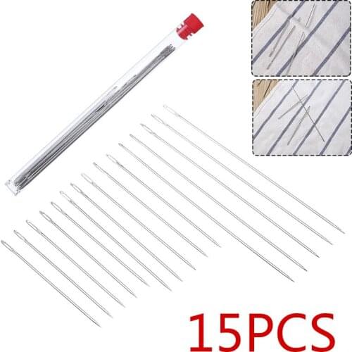 15Pcs Hand Sewing Needles 3 Sizes Large Eye Needles With Clear Case Extra Long Hand Apparel Sewing Quilting Darning Tools