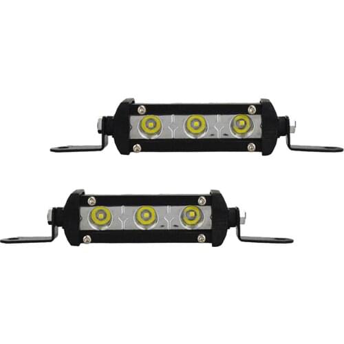 FEEDOPAL 2PCS Car 3LED Work Light Single Row 9W Ultra-thin Waterproof Strip Lighting Motorcycle Auxiliary Light