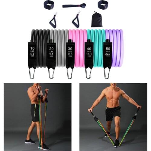 5 Levels Resistance Bands with Handles Yoga Pull Rope Elastic Fitness Exercise Tube Band for Home Workouts Equipment