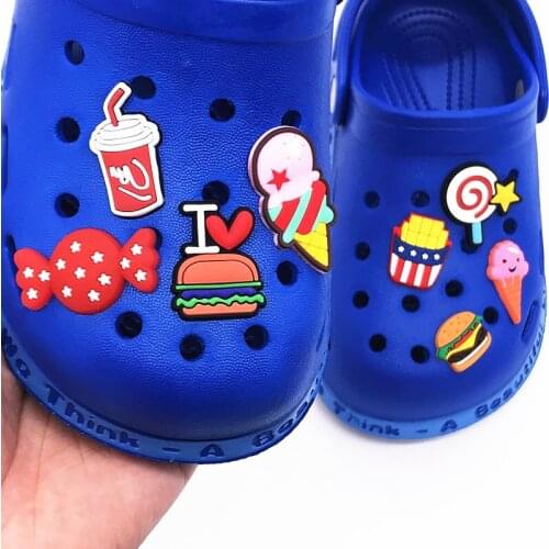 50Pcs Candy Drink Food French Fries Hamburger Garden Shoe Accessories Shoe Decoration Shoe Charms For Kid Gift Croc Jibz