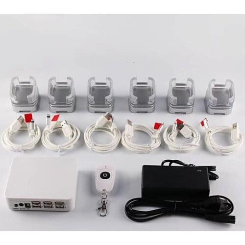 6 port mobile retail store anti theft cell phone display security system with alarm and charging for iphone android USB Type C