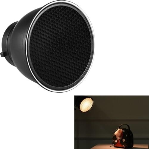 7" Standard Reflector Diffuser Lamp Shade Dish with 60 Degree Honeycomb Grid for Bowens Mount Studio Strobe Flash Speedlite