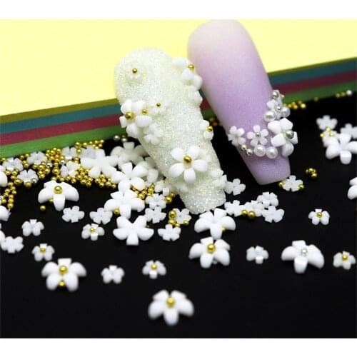 2g Acrylic Flower Nail Art Decoration Mixed Size White Rhinestones Silver Gem Manicure Tool Accessories For Diy Nail Design