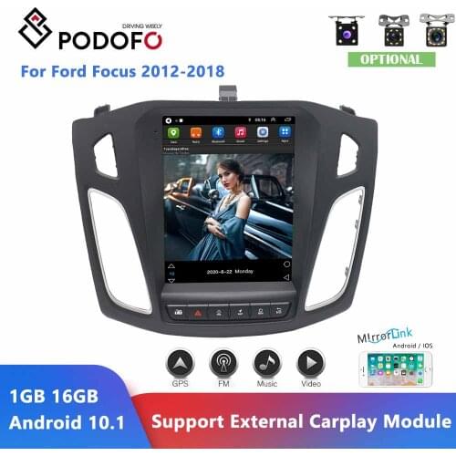 Podofo Android 10.1 Car Radio GPS Navi Multimedia Player Vertical Screen Stereo Receiver For Ford Focus 2012-2018 2 DIN NO DVD