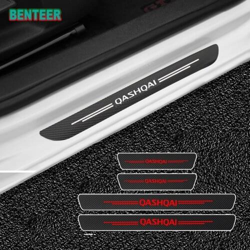 4pcs Carbon Fiber Car Door Sills Protector Sticker For Nissan QASHQAI J10 J11