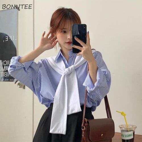 BONNTEE Light Blue Blouses