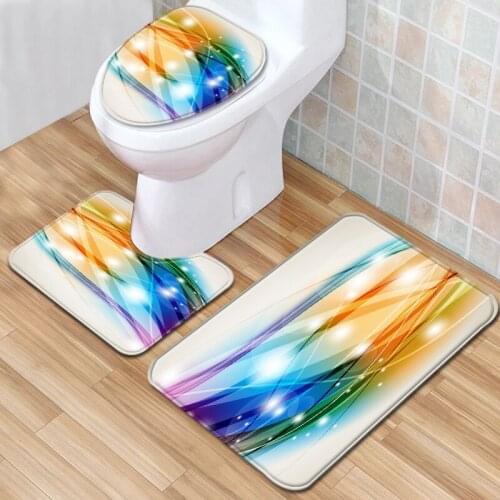 Color geometric stripe pattern Bathroom rug Bathroom mat Bath mat Bathroom bathroom Rugs baths bathroom products toilet mat set
