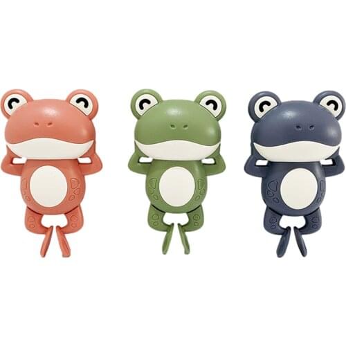 Baby Bath Toy Shower Frog Toy with Back Clockwork Mechanical Structure Bottom Leaking Accessory