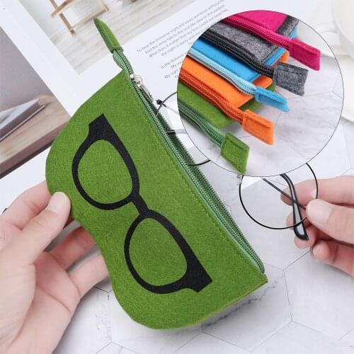 1Pc Unisex Felt Glasses Case Bag Sunglasses Case Box Portatives Soft Zipper soleil Lunettes De Soleil Protector Sunglasses Pouch