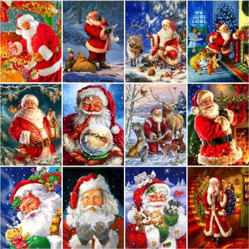 HUACAN 5D DIY Diamond Painting Christmas Santa Claus Home Decoration Embroidery Picture Handcraft Art Kits Lover Gift