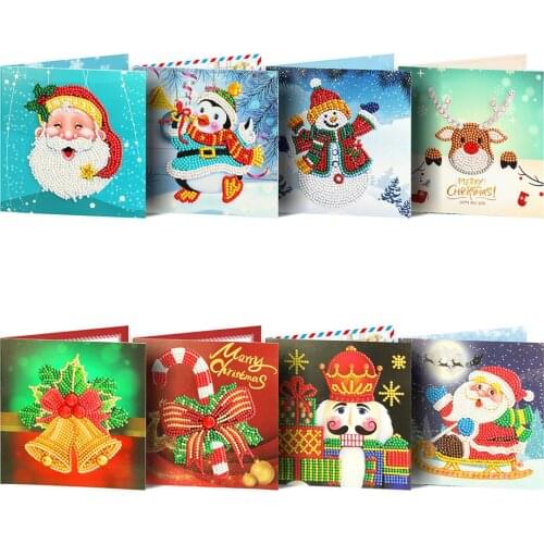 Daimond Painting 5D Full Square/Round Drill Gift Christmas Cards Santa Claus Diamond Rhinestone Crystal Cross Stitch Mosaic