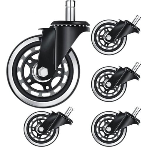 5Pcs Office Chair Caster 3 Inch Office Chair Wheel Replacement Game Chair Universal Wheel Soft Safe Rollers(11X22)