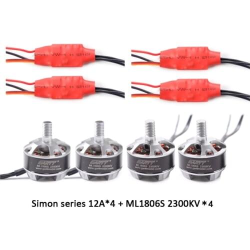 GARTT 2 CW 2 CCW ML 1806 S 2300KV motor & 4 PCS Simon series 12A Brushless ESC Speed Controller for FPV QAV 250 Quadcopter Drone