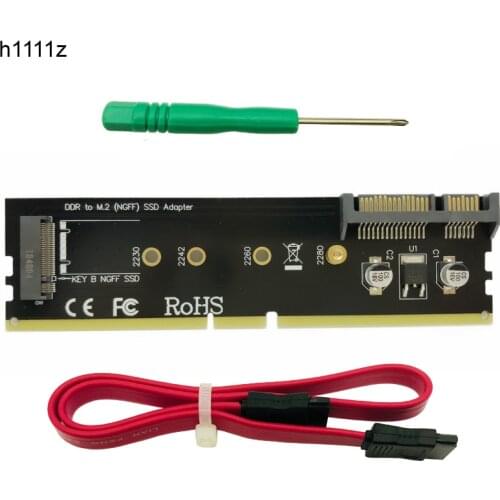 M2 SSD DDR3 Adapter DDR to M.2 SSD Raiser Riser Card M.2 NGFF B Key Connector SATA Power 7Pin SATA Port Connect Motherboard NEW