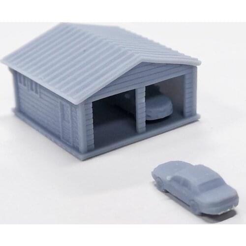 Outland Models Model Railroad Double Car Garage with Cars 1:160 Scale N