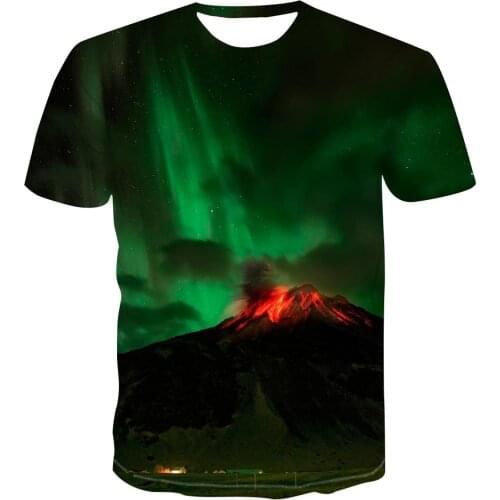 2021 3D Aurora star new fashion printing t-shirt mens short sleeve multi-function classic all-around trend clothing