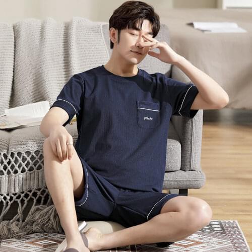 For Men Summer Shorts Two Piece Sleepwear Shorts Sleeved Plus Size 3xl 4xl Loungewear Cotton Nightwear New Big Size Pajamas Set