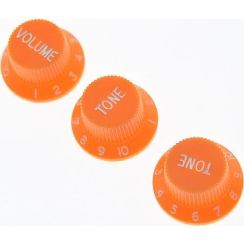 KAISH Set of 3 ST Guitar Knobs Volume and Tone Knob (White Number) Orange