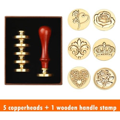 6 Pieces Wax Seal Seal Set Custom Pattern Holiday Flower Plant Animal Decoration Stamp Envelope Wedding Invitation Wax Seal