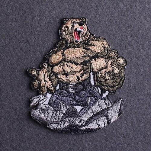 Diy Bear/Paw Punk Patch Embroidered Patches For Clothing Iron On Patches On Clothes Stripes Patch Applique Jacket Jeans Sticker