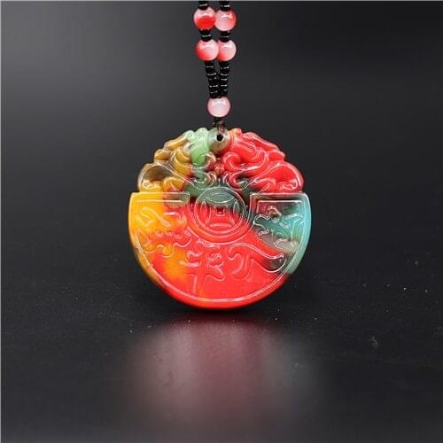 Natural Color Jade Dragon Pendant Necklace Chinese Jadeite Jewelry Charm Reiki Amulet Carved Gifts for Women Men