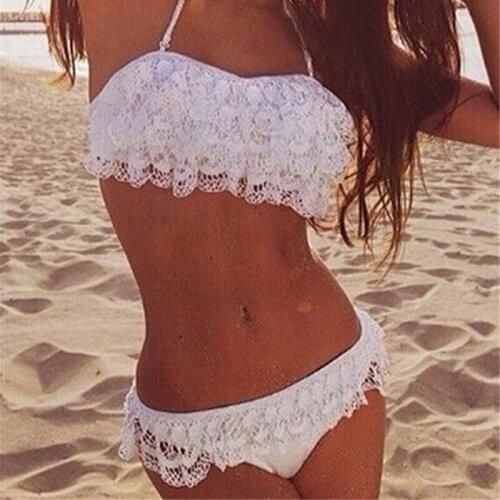 New Sexy Flower Print Bikini Set Women Solid Swimsuit Lace Up Bathing Suit Low Waist Swimwear Beachwear Bikini