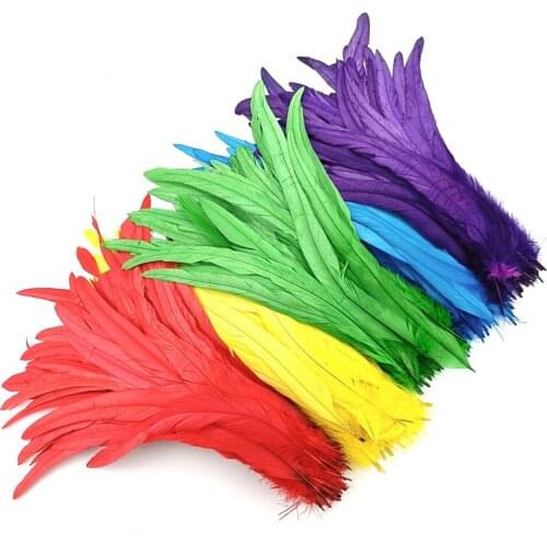 50Pcs/Lot 25-30cm Rooster Tail Feathers Colorful Real Pheasant Feather for Crafts Natural Plumes on The Head Carnival Decoration