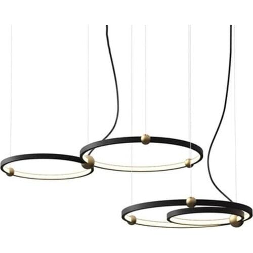 Geometric line pendant lamps restaurant Nordic post-modern designer long table dining room light luxury copper pendant light