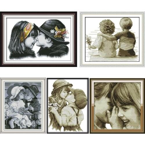 Lovely Lovers Stamped Cross Stitch Kit Patterns 11CT 14CT Counted Printed Craft Embroidery Decoration Gift Canvas Art Sewing Set