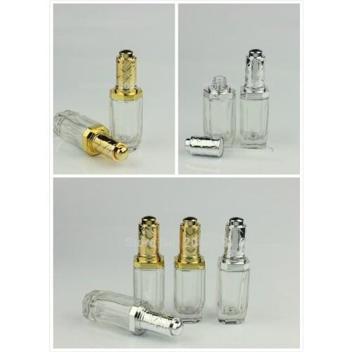 30ml transparent glass dropper bottle silver/gold pump for serum/essence/essential oil/water/liquid cosmetic packing