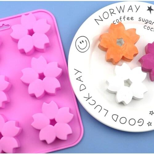 6 even cherry blossoms flower silicone donuts mold silicone cake mold resistance to high temperature baking tools