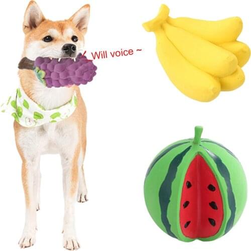 Cute Grape Banana Watermelon Dog Puppy Pet Teeth Grinding Sounder Chewing Toy Dog Pet Puppies