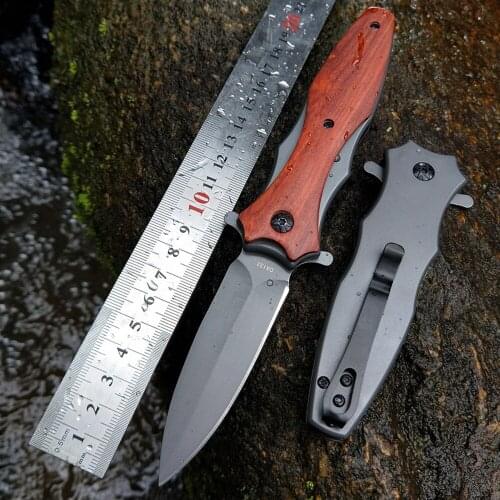 Folding Blade Army Knife Camping Survival EDC Handmade Pocket Knives Tactical Wood Handle Outdoor Camping Hunting Tool