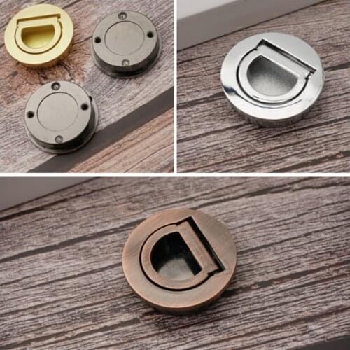 Hidden Door Handles Stainless Steel Round Recessed Invisible Handle Cabinet Pulls Fire Proof Door Embedded Ring Handle Pull
