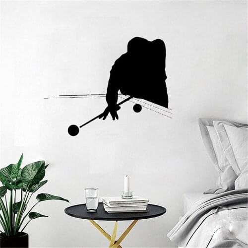 Sports Billiards Physical Education Wall Sticker Silhouette Removable Art Decals Mural DIY Wallpaper Vinyl ph574