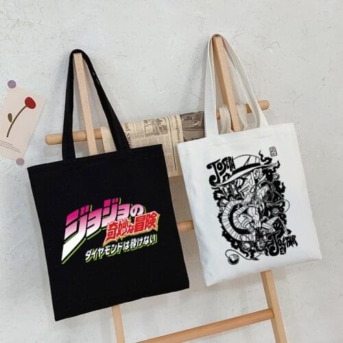 JoJos Bizarre Adventure Anime Fashion Canvas Bag Harajuku Goth Shopper Large Capacity Womens Bags Shoulder Bag Vintage HandBag
