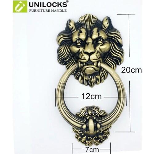 UNILOCKS 20cm Large Antique Lion Door Knocker Lionhead Doorknockers Lions Home Decor