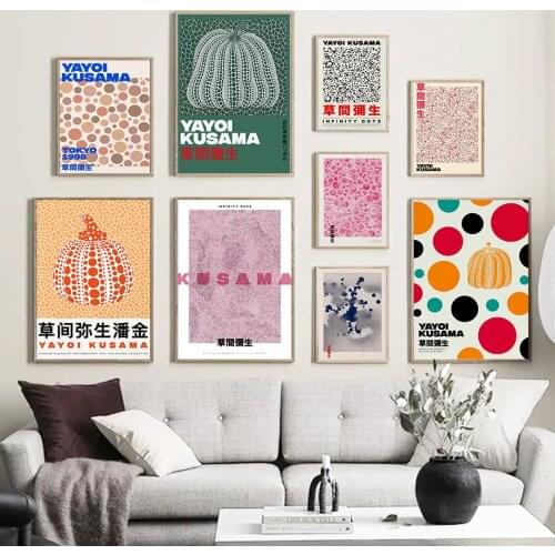 Yayoi Kusama Pumpkin Polka Dot Stripe Abstract Wall Art Canvas Painting Posters And Prints Pictures For Living Room Home Decor