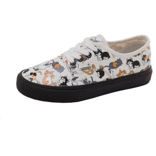 Graffiti Cartoon Low Canvas Sneakers Shoes Women Summer 2019 New Korean Students Ins Small White Wild Tide Shoes