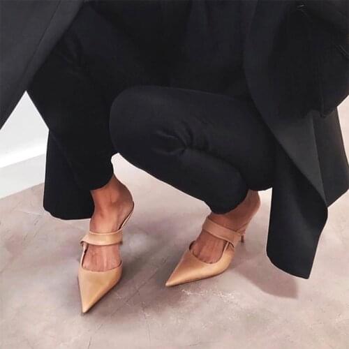 Women Sandals Slippers Pointed Toe Slip On Thin High Heels Shoes Hollow Thin High Heels Sandals Slides Sexy Party Pumps Shoes
