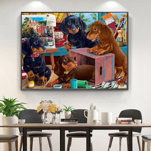 Animal Dachshund Paint By Numbers Set Acrylic Paints 50*70 Painting On Canvas Wall Paintings Kids Handicraft Drawing
