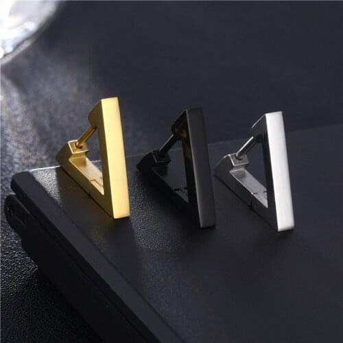 1pair Triangle Unisex Punk Rock Stainless Steel Men Women Ear Stud Earrings Pierced Push-Back Ear Plug