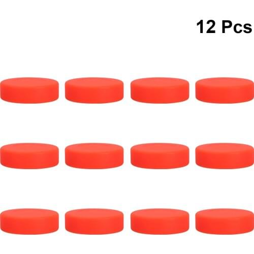 12 Pcs Adjustable Hardness Rubber Ice Hockey Pucks Matte Hockey Balls Sports Supplies for Roller Street Hockey(Orange)