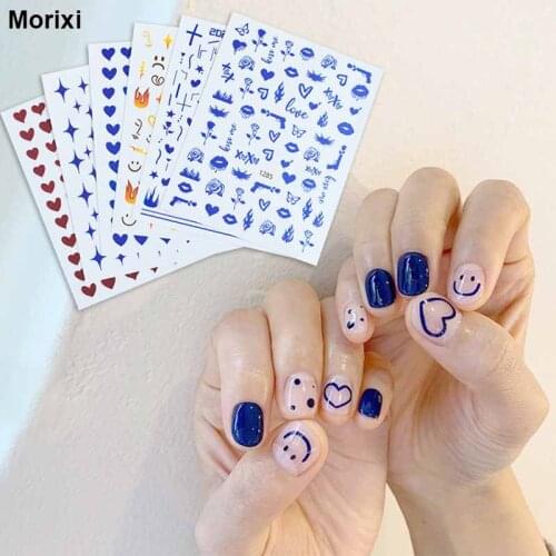3D nail art sticker for lovers heart fire flame star blue red gold colors designer nail foil slider starry decal YJ049