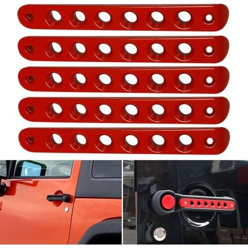 5Pcs Aluminum Door Handle Side Door Grab Handle Cover Decoration Trim for Wrangler JK 2-Door/4-Door 2007-2018