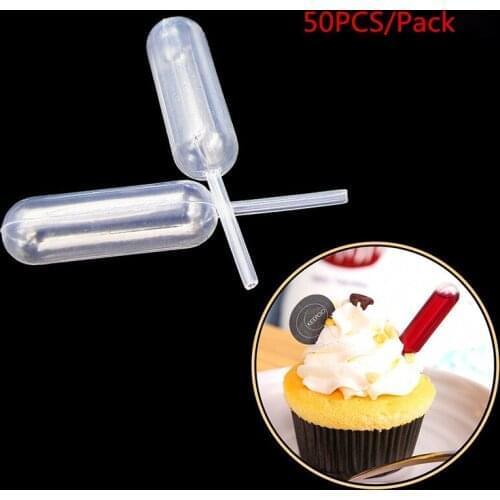 50pcs Mini Squeeze 4ml Transfer Pipettes Droppers for Cupcakes Ice Cream Sauce Ketchup Jam Pastries Macaron Stuffed Dispenser