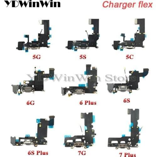 50pcs Charger Charging Port USB Dock Connector replacement For iPhone 5 5S 6 6S 7 Plus Headphone Audio Jack Flex Cable