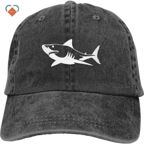 Shark Lightweight Breathable Mesh Adjustable Hat Plain Cotton Adjustable Washed Twill Low Profile Baseball Cap Hat