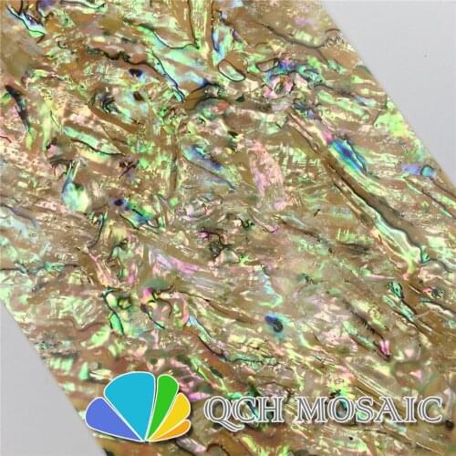 B grade New Zealand paua abalone shell laminate sheet for musical instrument and wood inlay yellow color with natural holes