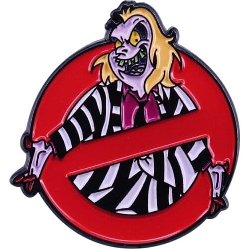 Beetlejuice Ghostbusters enamel pin creative mash-up jewelry